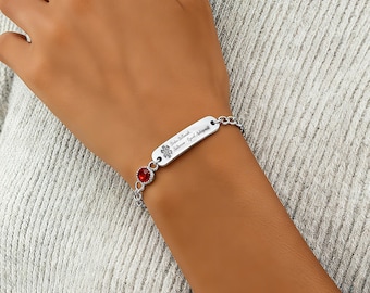 Gouden medische alarmarmband voor dames, gepersonaliseerde diabetesarmband, op maat gemaakt medisch identificatiesieraad voor insuline, noodcadeau voor haar
