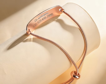 Custom Women’s Medical Alert Bracelet, Engraved ICE Medical ID Jewelry with Allergies, Epilepsy, Diabetes, Gift for Her, Adjustable Copper