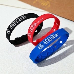 Benutzerdefinierte Sanitäter Alarm Armband, verstellbares medizinisches Armband, elastisches Notfallkontakt Armband, Armband für Männer und Frauen