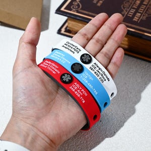 Customized Medical Alarm Bracelet, Adjustable Sport Medical Alert ID Bracelets for Women Men, Epilepsy Bracelet, Emergency Contact Bracelet