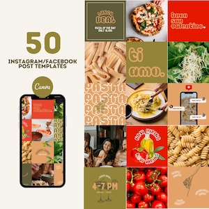 Instagram Facebook Restaurant Templates | Content Creation | Canva | Restaurant Owners | Marketing | Unique Designs | Italian Restaurants