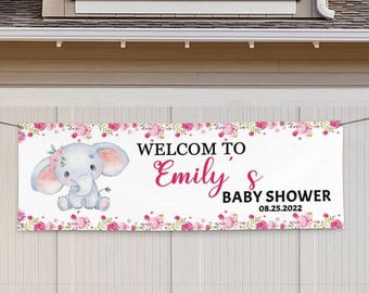 Baby Shower Banner Personalized Name Date Custom Baby Shower Banners and Signs Customize for Party Decoration