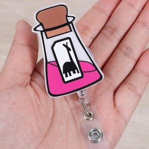 Funny Llama Potion Badge Reel, Cute Kuzcoo's Poison Retractable ID Card Badge Holder, Name Tag Medical Work Badge Clip for Nursing Doctor