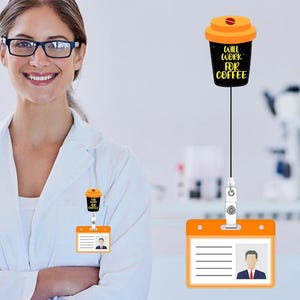 Funny Nurse Nursing Badge Reel Retractable Will Work for Coffee Medical Assistant Badge Holder with ID Clip Accessories RN CNA Purple