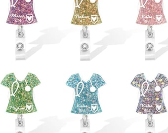 nursing student gift, graduation gift, birthday gift, glitter ID Holder, Name badge holder, RN Badge Reel, nursing gifts, handmade badge