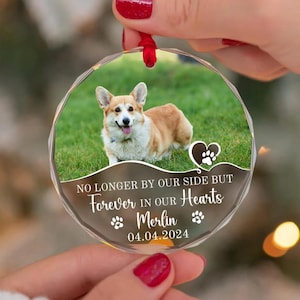 Personalized Pet Memorial Glass Ornament,Forever in Our Hearts Keepsake for Pet Loss – Dog Cat Remembrance Valentine&#39;s Gift for Pet Lover