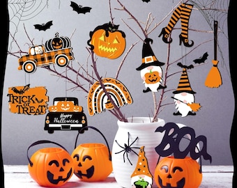 Halloween Holz Hängende Ornamente Halloween Baum Dekorationen Bunte Gothic Holz Ausschnitte Hängende Schilder Anhänger für Home Baum Party Innen