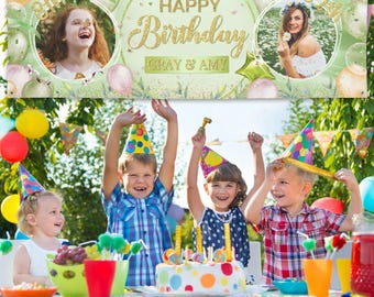 Bannière personnalisée pour décorations de fête d'anniversaire dans le jardin, toile de fond personnalisée pour fête extérieure et intérieure, joyeux anniversaire VS4