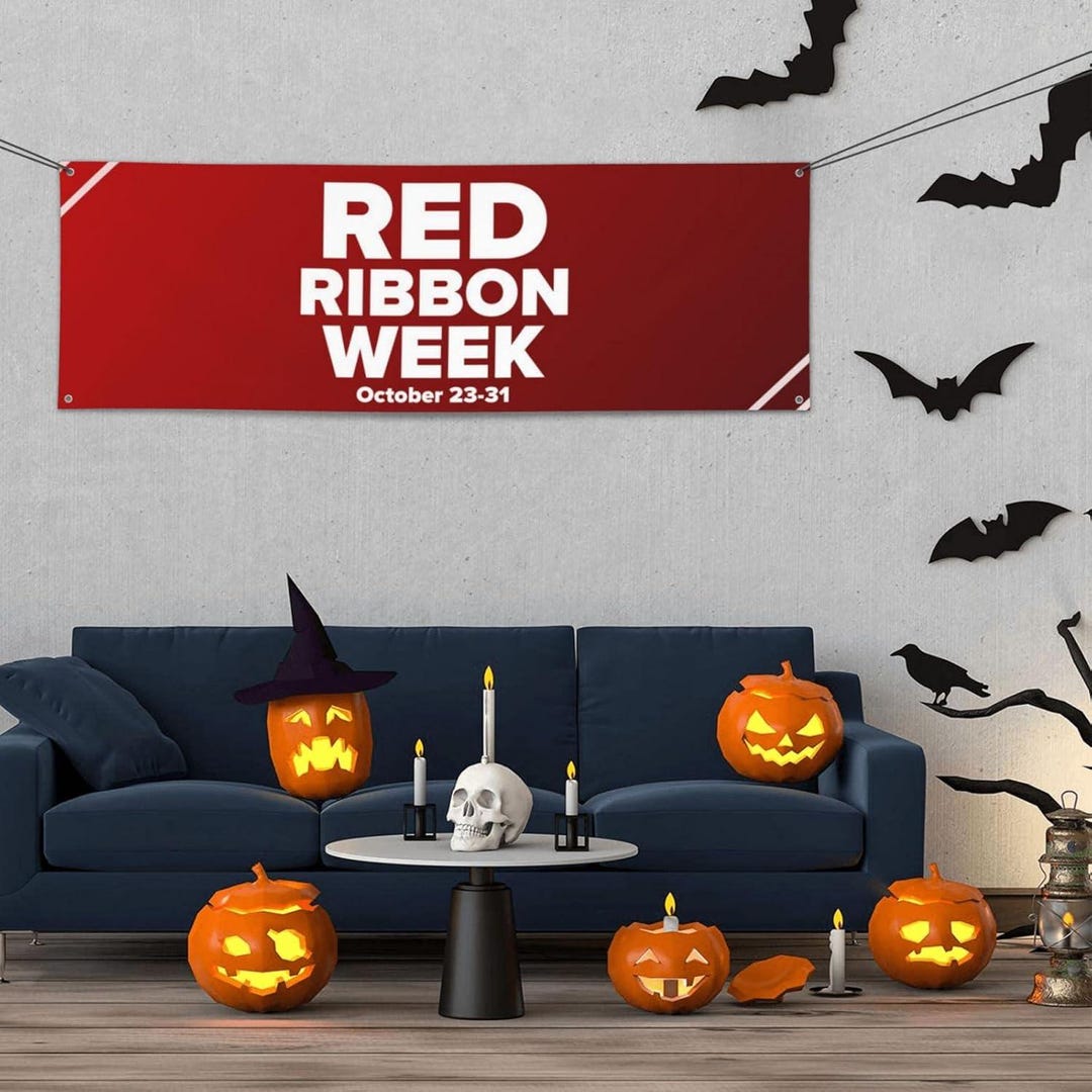 Red Ribbon Week Banner 24x71in Decorations Porch Yard Signs Tapestry ...