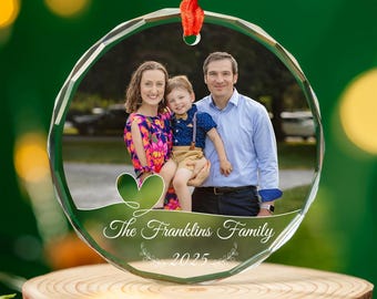Ornament Glass Photo Christmas, Personalized Family Ornaments, from Photo, Mothers Day, Fathers Day Ornament with Custom Name, Date 2025