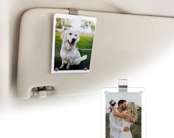 Personalized Car Visor Picture Frame for Horizontal and Vertical Display of Photographs  Acrylic,Powerful Magnetic Car Picture Holder FYJ7