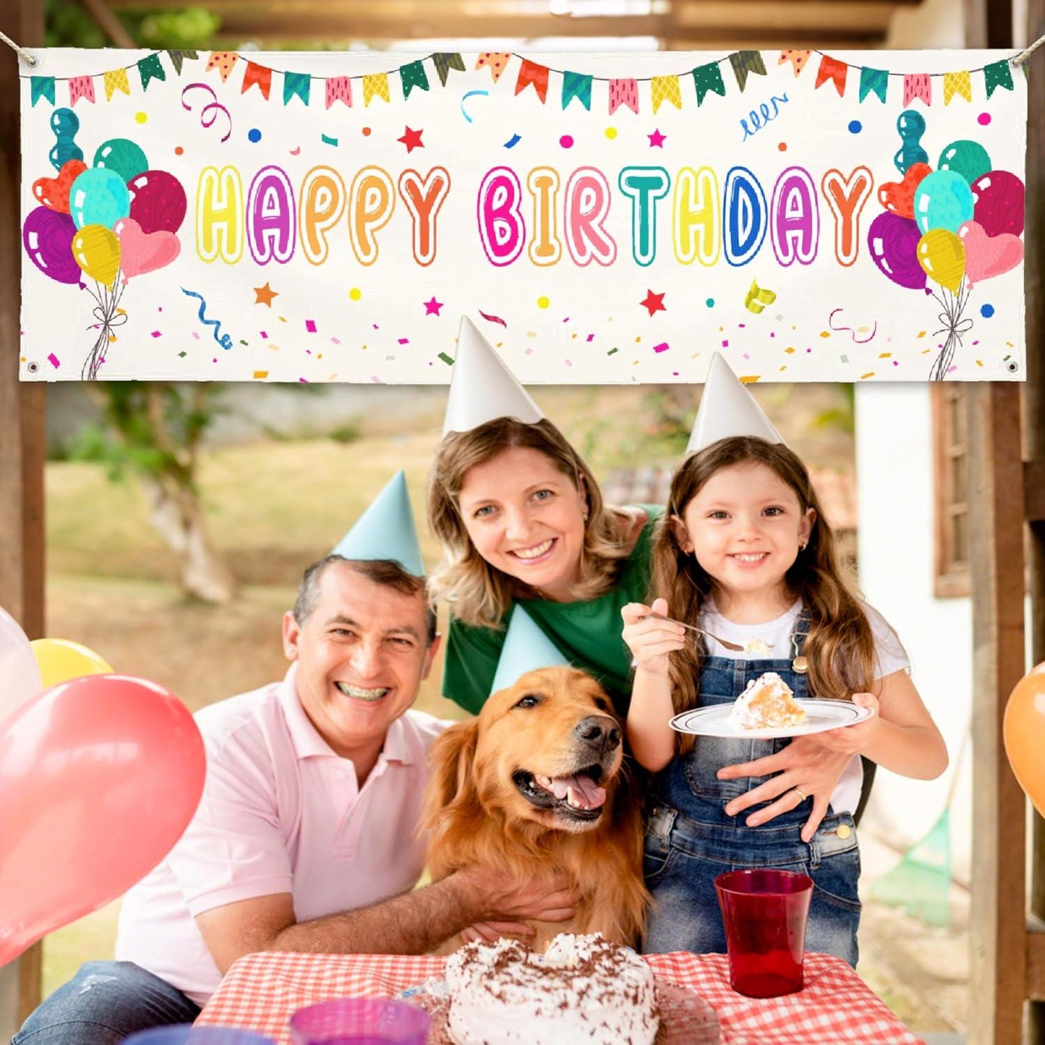 Happy Birthday Banner Backdrop - 63x17.7 Inch Colorful Yard Sign, Indoor/Outdoor Party Decor - View #13