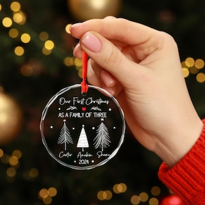Family Of Three Christmas Ornament, Custom New Family Ornament, Baby&#39;s First Christmas Ornament, Personalized Family Ornament