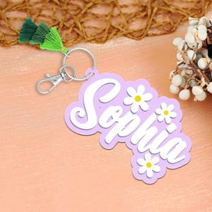 2-Layered Acrylic Custom Name Keychain, Personalized Backpack Keychain, Luggage Tag, Water Bottle Name Tag, Party Favors, Bridal Gifts HJG7