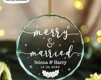 Personalized Our First Christmas Married Ornament  - Wedding Gifts for Couple Customized Ornament,1st Christmas As Mr and Mrs Gifts, Bridal