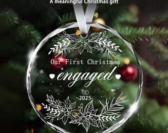 Clear Glass Engagement Ornaments Our First Engagement Ornament For Christmas Hanging Ornaments Engagement Gifts For Newly Engaged Couples