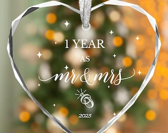 1 Year Anniversary Gifts for Him and Her, 1st Wedding Couple Gifts, One Year Wedding, 3inch First Anniversary Ornament 2025