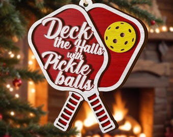 All Over Printed Pickleball Ornaments, Pickleball Christmas Ornaments, Pickleball Gift, Pickleball Acessories Christmas 2 Layers Ornaments