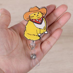 Funny Cowboy Cat Nurse Badge Reel, Cute Work Badge Holder with Retractable Clip,Pediatric Badge Buddy,Nursing Student Medical Worker Teacher