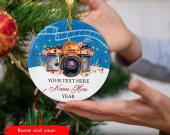 Personalized Photographer Photography Ceramic Ornament Christmas,Photography Camera Ornament Gifts for Christmas, Camera Xmas Tree Ornaments