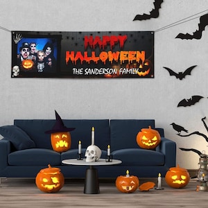 Custom Halloween Banner Yard Decorations-Personalized Halloween Decor For Outdoor Indoor Garden Party 24x71 inch