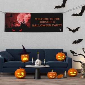Personalized Halloween Banner Decoration, Custom Banner, Personalized Banner, Halloween Banner, Halloween Backdrop Decoration 24x71 inch H8