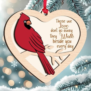 Cardinal Memorial Keepsake Ornament, 2 Layer Wooden Christmas Tree Decoration, Christmas Ornament Gifts for Your Loved One, Keepsakes