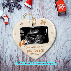 Personalized Baby Bump&#39;s Photo Ceramic Ornaments, Baby Coming Soon Christmas Ornament, Pregnancy Announcement Ornaments Gifts for Dad Mom K8