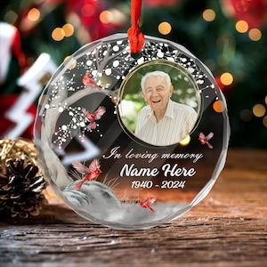 Personalized Photo Ornament, Custom Ornaments with Picture for Loss of Loved FatherMother,Ornaments Memorial Gifts for Condolences