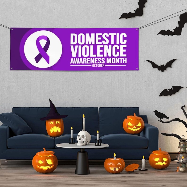 Domestic Violence Awareness Month Purple Ribbon Banner 24x71in ...