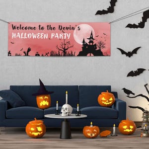 Personalized Halloween Banner Decoration, Custom Banner, Personalized Banner, Halloween Banner, Halloween Backdrop Decoration 24x71 inch KJ9