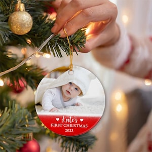 Babys first christmas ornament, personalized baby&#39;s first christmas ornament girl, ceramic christmas ornament for baby girl, new baby gift
