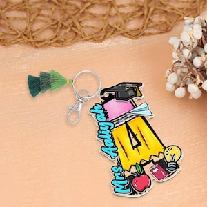 2-Layered Acrylic Custom Name Keychain, Personalized Backpack Keychain, Luggage Tag, Water Bottle Name Tag, Party Favors, Bridal Gifts FJVH7