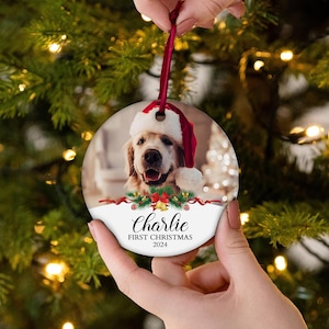 Personalized Pet Watercolor Ornament Using Pet&#39;s Photo + Name - Custom Ornament Christmas Dog Ornament Personalized Dog Ornament Custom Dog