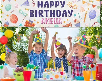 Personalized Banner For Yard Birthday Party Decorations Custom Name Backdrop for Outdoor and Indoor Party,Happy Birthday JI89