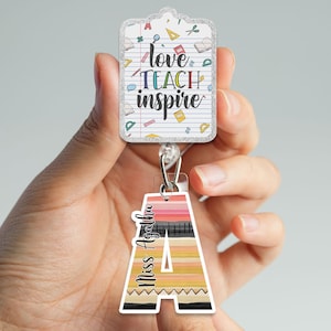 Personalized Teacher Badge Reel with Charm, Custom Badge Reel for Teachers, Back to School Gifts for Teacher Appreciation JH2