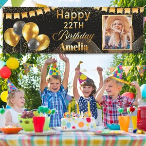 Personalized Banner For Yard Birthday Party Decorations Custom Name Backdrop for Outdoor and Indoor Party,Happy Birthday DF4