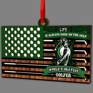 2 Schichten Holz Golf Sport Ornament, Holz Ornament, Weihnachtsgeschenk, Weihnachtsbaum, Ornament für Kinder