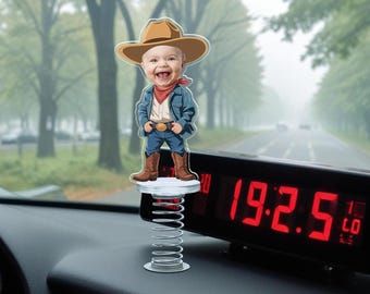 Custom Spring Acrylic Standee for Kids, Dad, Mother, Driver, Coworker,Custom Photo with Metal Spring Base – Funny Acrylic Gift for Desk,Car