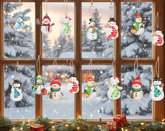 Ornement de bonhomme de neige suspendu en bois, 1 couche, décorations de Noël en bois pour arbres de Noël, fête à la maison à la ferme, fournitures de Noël d'hiver
