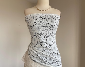 Blusa de encaje, blusa de encaje sin tirantes, blusa de encaje para mujer, top de encaje estilo y2k