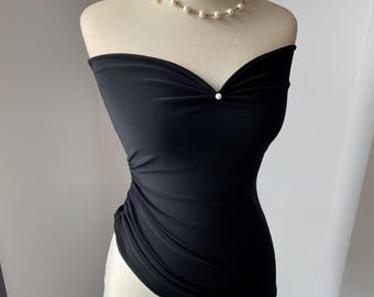Blusa sin tirantes, blusa blanca para mujer, blusa con escote corazón, top sin mangas estilo y2k coqueto, ropa vintage, regalo para ella