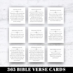 365 Versículos da Bíblia NIV, Versículos da Bíblia para impressão, Pão diário de inspiração e encorajamento, Mini cartões de escritura, Cartões de versículos bíblicos simples