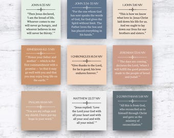 Tarjetas con versículos bíblicos estilo boho, 365 versículos NVI (descarga digital)