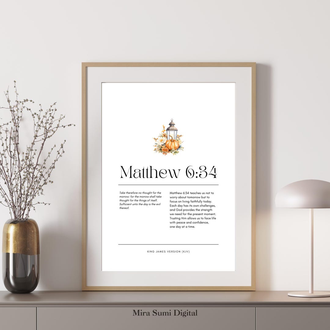 Matthew 6:34 Bible Verse Wall Art - Etsy