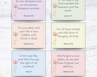 126 Bible Verse Flash Cards, Scripture Memory (Printable PDF)