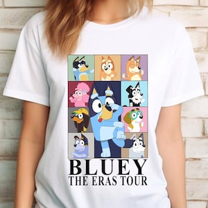 Funny Blue Dog Eras Tour Shirt, Bluey Family Shirt, Bluey Birthday Party Tee, Bluey Mom Tshirt, Bluey Dad Shirt, Bluey Era Tee