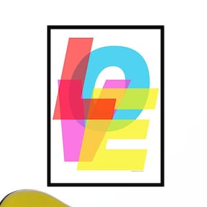 Typography poster print retro helvetica graphic design kitchen art office - United Colours of Love - 50x70 cm
