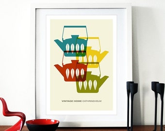 Cathrineholm poster print Mid Century Modern home kitchen art coffee tea - Vintage home  Cathrineholm 2 A3