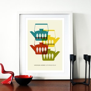 Cathrineholm poster print Mid Century Modern home kitchen art coffee tea - Vintage home  Cathrineholm 2 A3